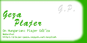 geza plajer business card